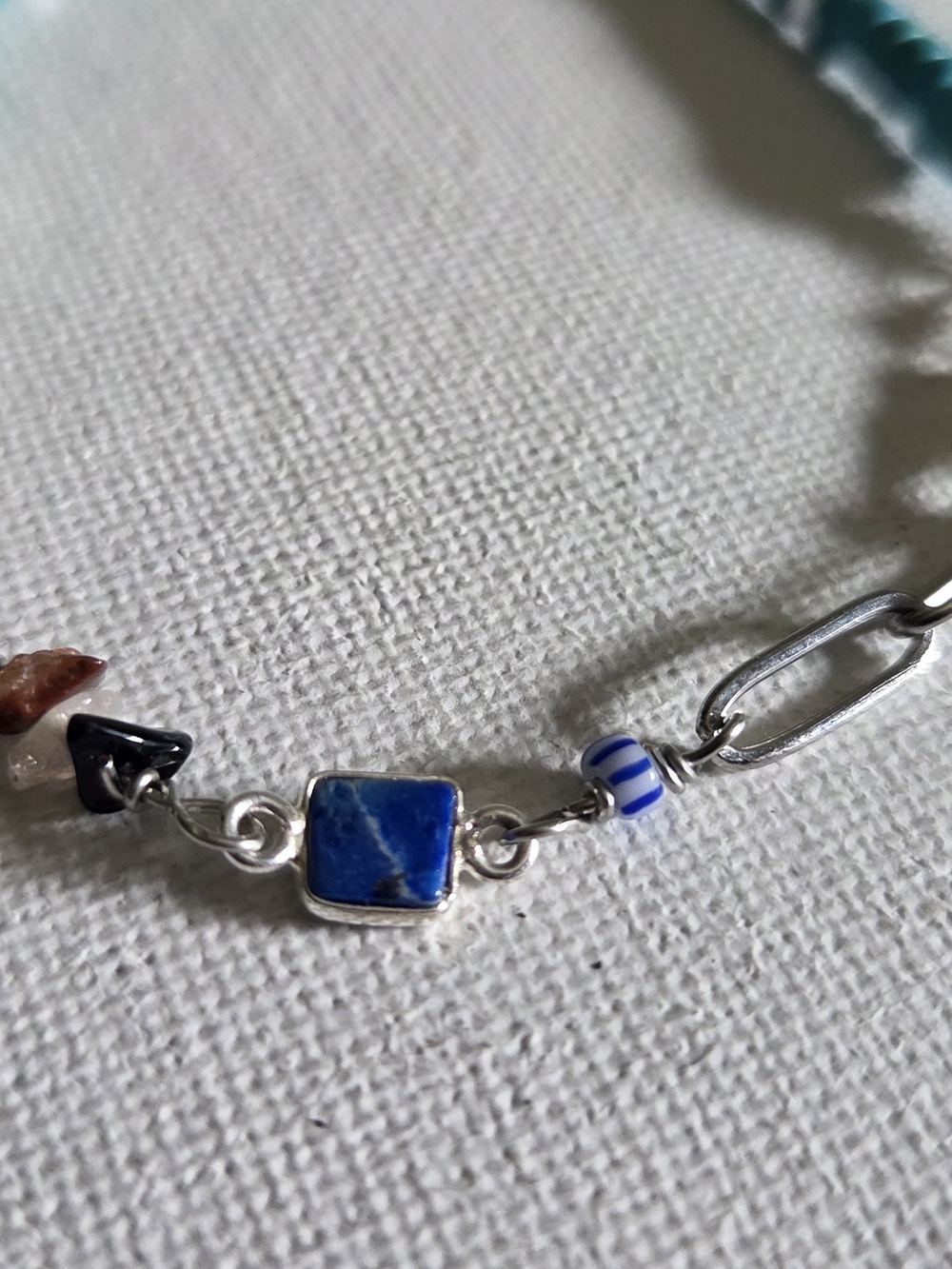 Blue Stone Silver Link Bracelet - Unbranded